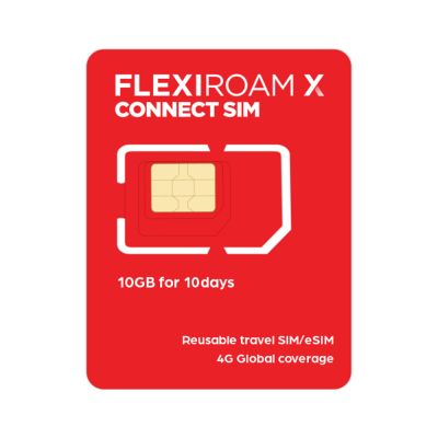 Flexiroam 10GB Roaming Data, 128 Countries (Free SIM / eSIM)