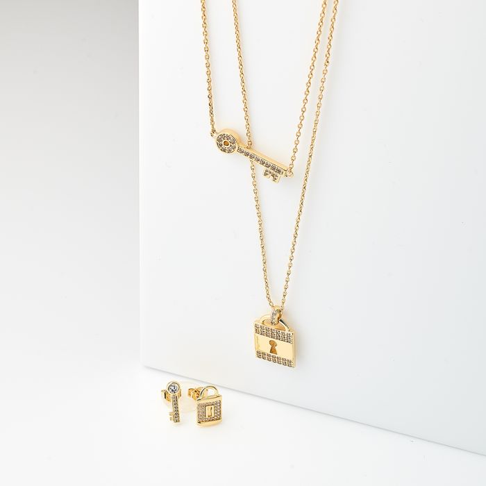 Lock and Key Necklace Set 